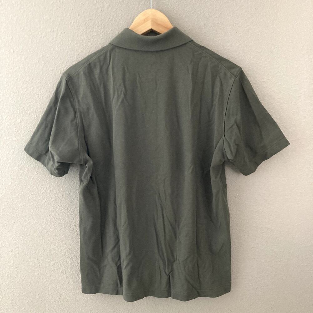 Uniqlo AIRism Cotton Pique Polo Shirt Olive Green Medium - Picture 7 of 7